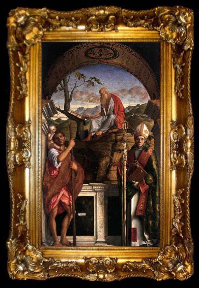 framed  Giovanni Bellini Saints Christopher Jerome and Louis of Toulouse, ta009-2